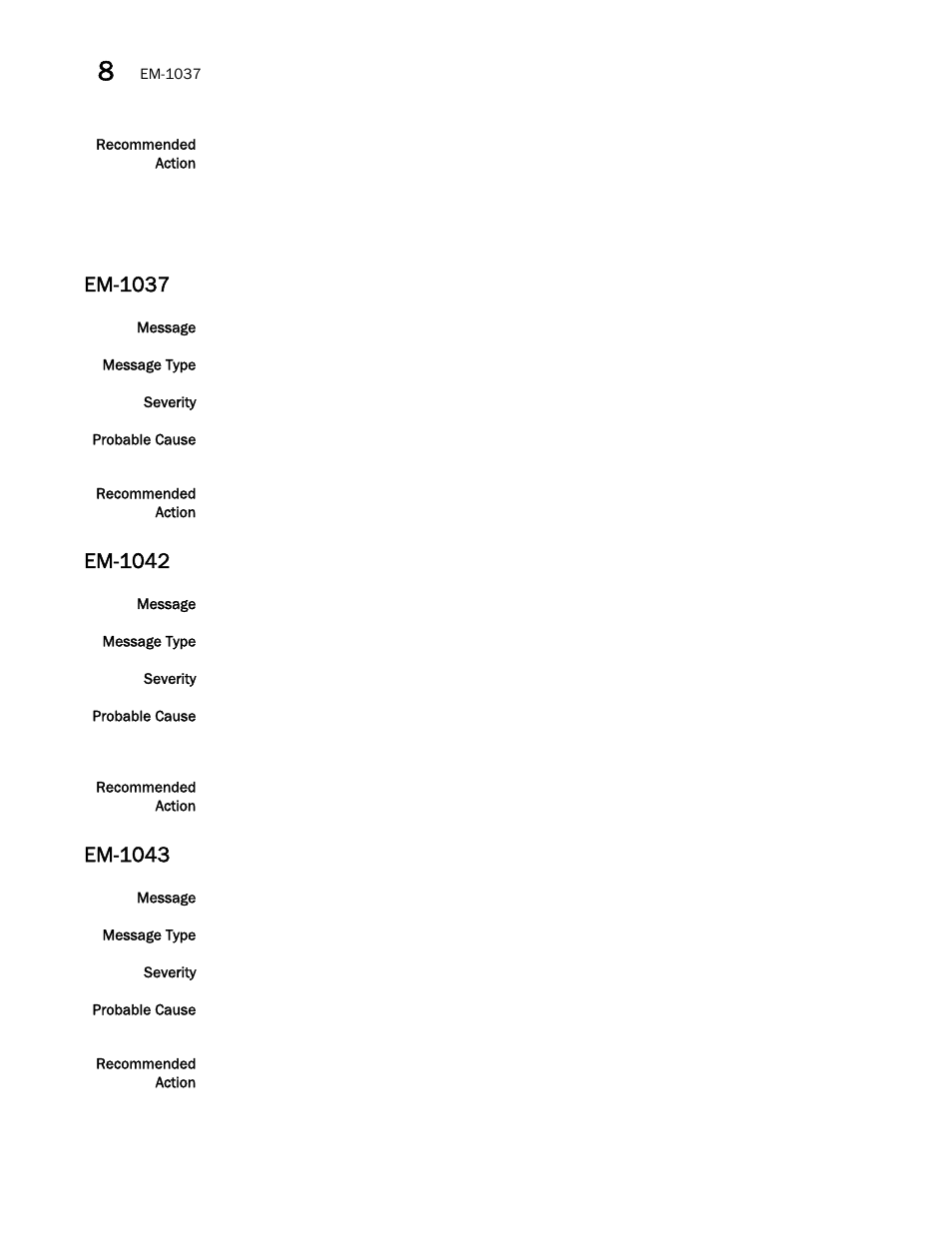 Em-1037, Em-1042, Em-1043 | Brocade Network OS Message Reference v4.1.1 User Manual | Page 176 / 478
