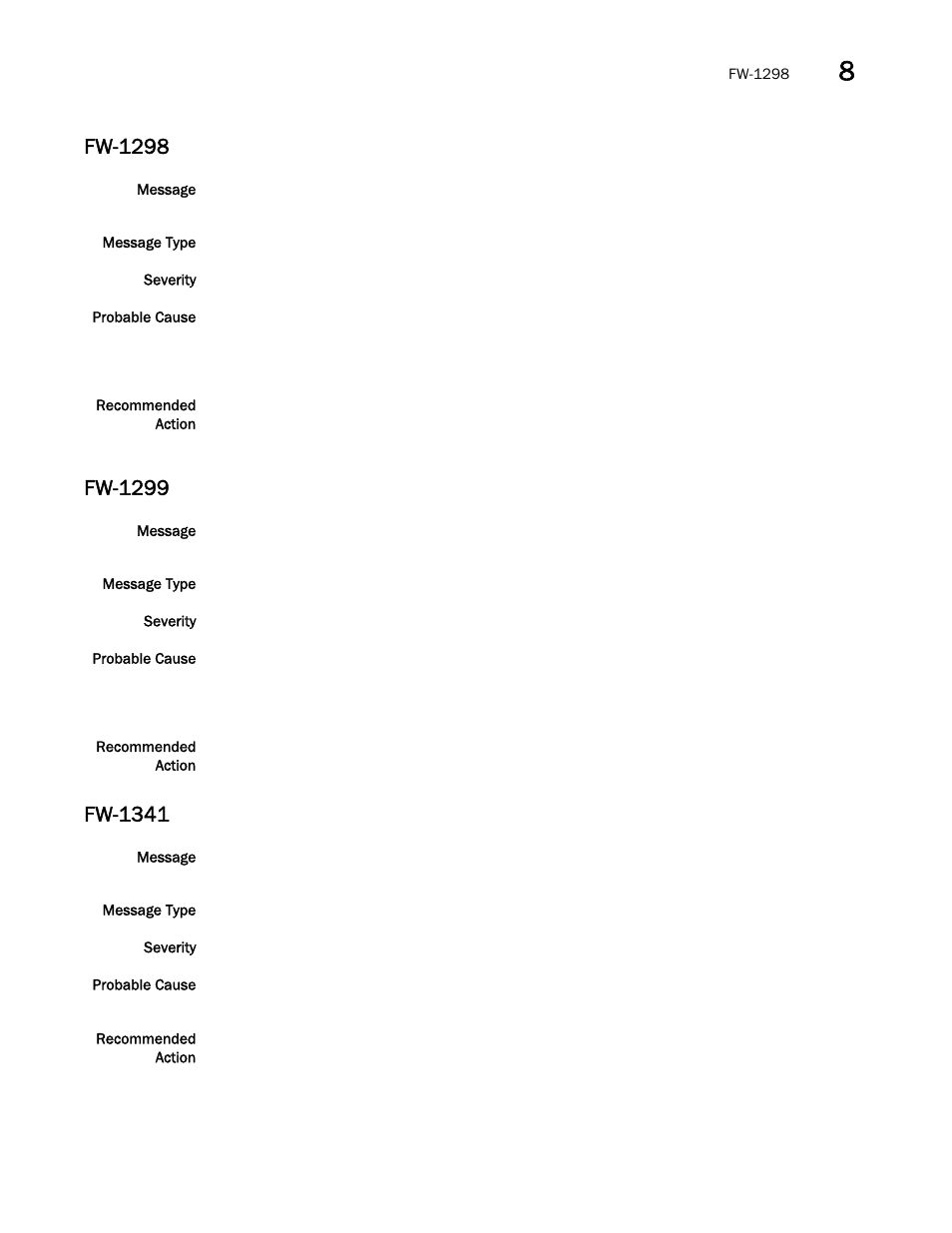 Fw-1298, Fw-1299, Fw-1341 | Brocade Network OS Message Reference v4.1.1 User Manual | Page 231 / 478