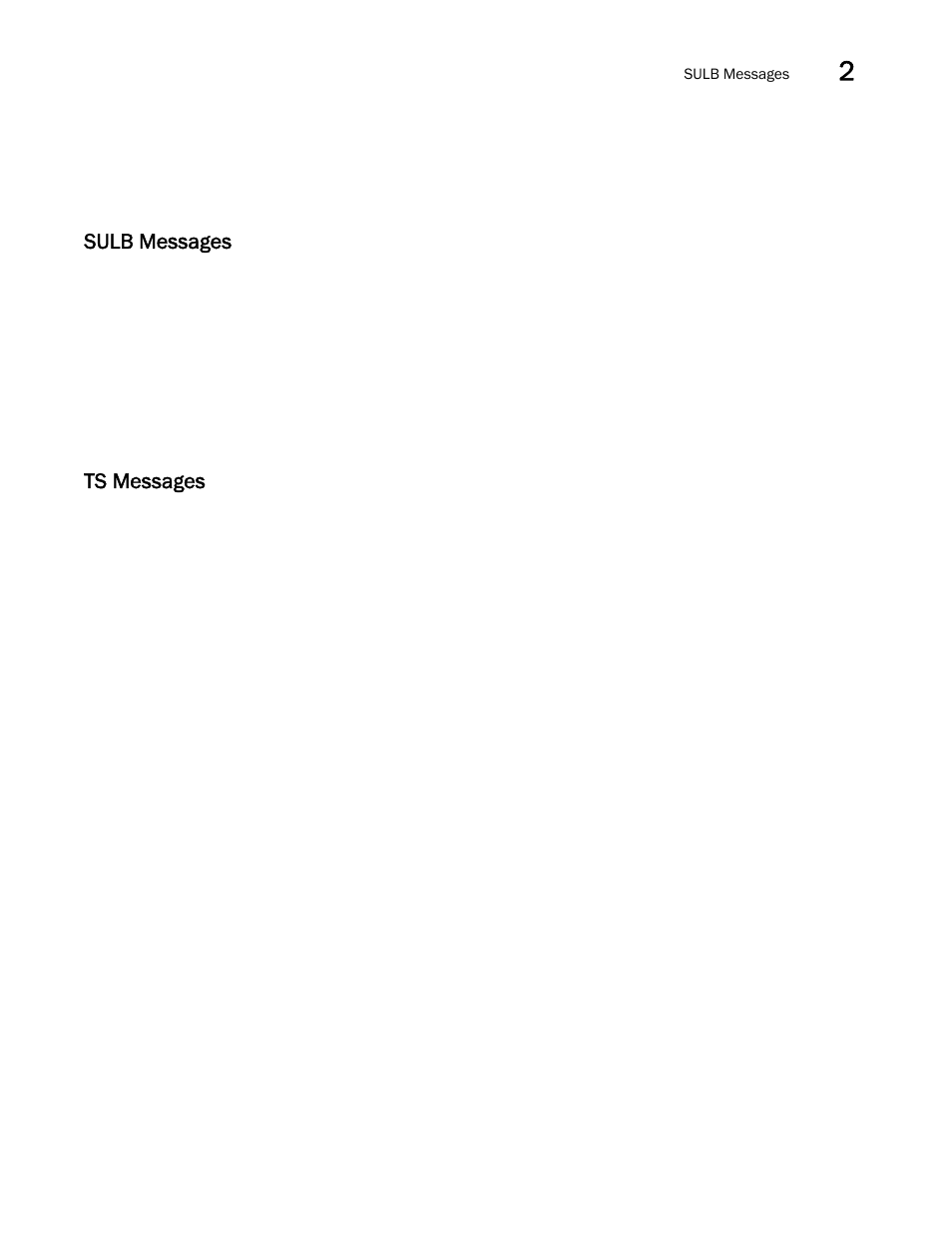 Sulb messages, Ts messages | Brocade Network OS Message Reference v4.1.1 User Manual | Page 47 / 478