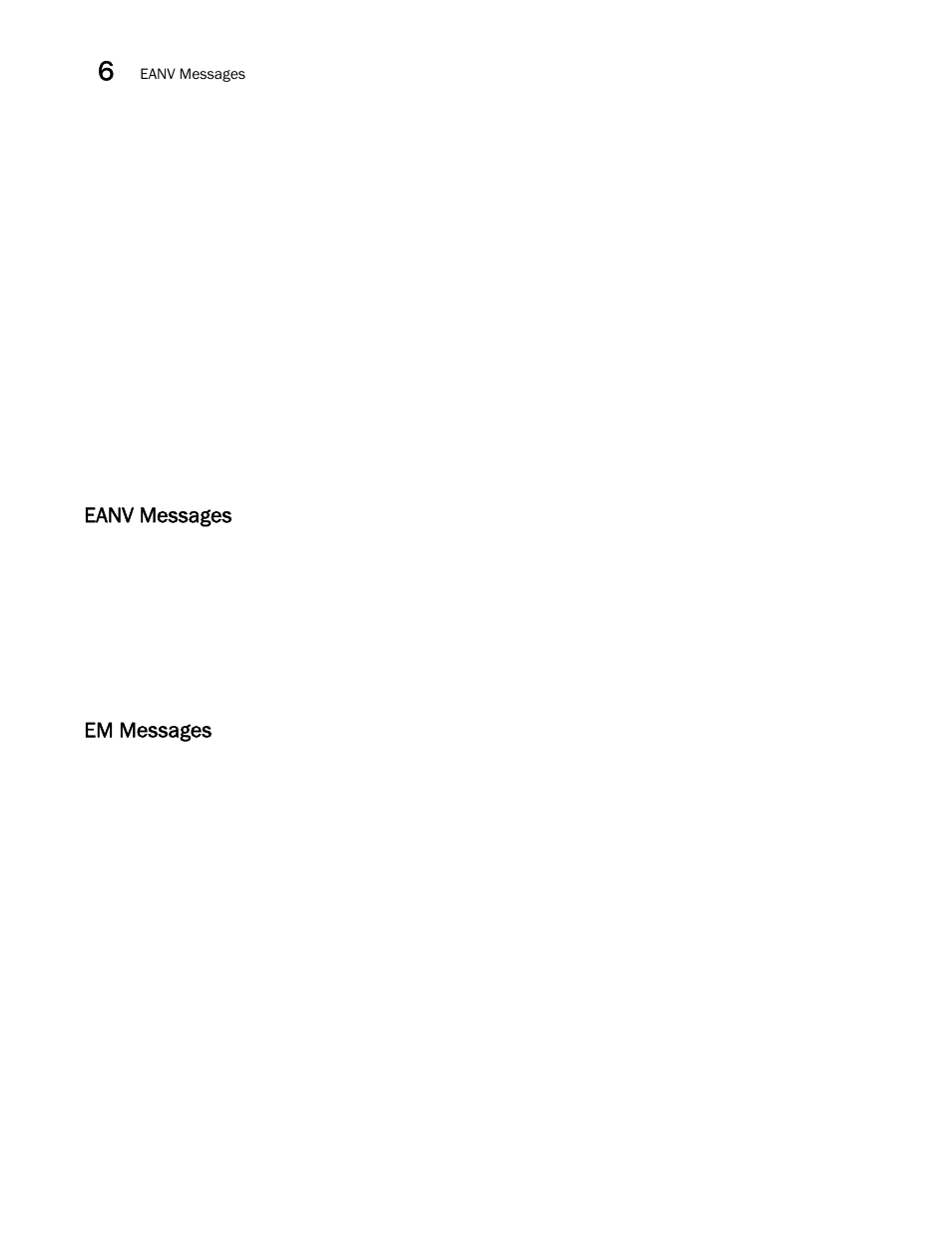 Eanv messages, Em messages | Brocade Network OS Message Reference v4.1.1 User Manual | Page 72 / 478
