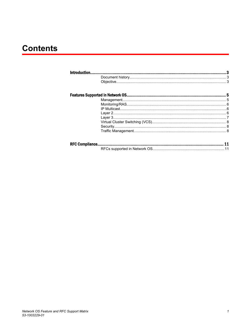 Brocade Network OS Feature and RFC Support Matrix User Manual | Page 3 / 16