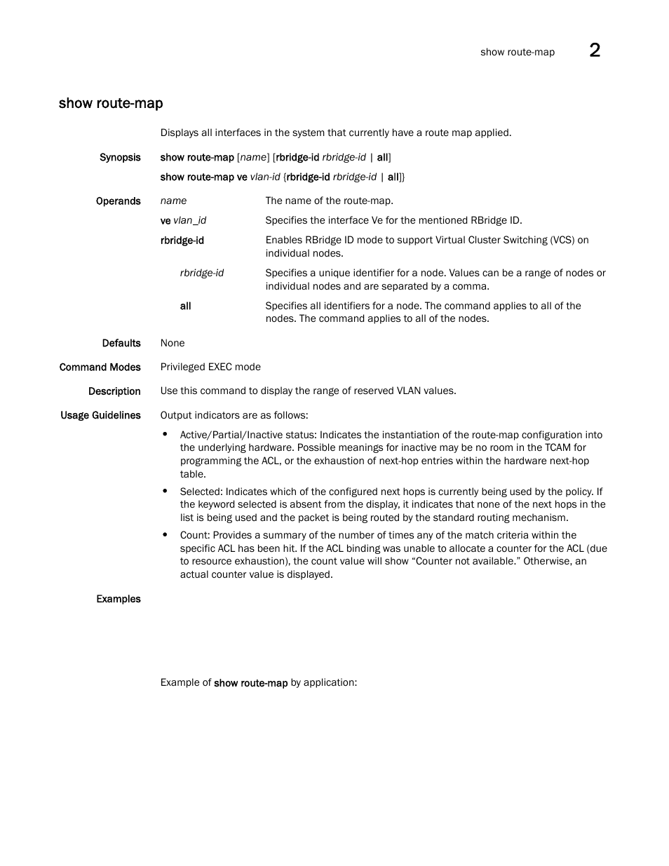 Show route-map | Brocade Network OS Command Reference v4.1.0 User Manual | Page 1027 / 1418