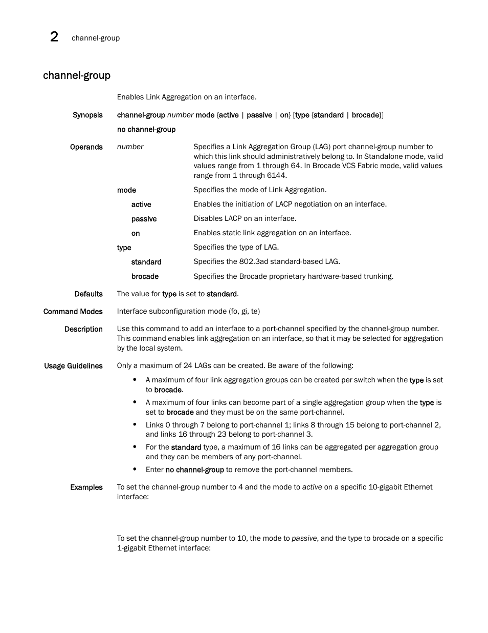 Channel-group, Channel-group, do | Brocade Network OS Command Reference v4.1.0 User Manual | Page 108 / 1418