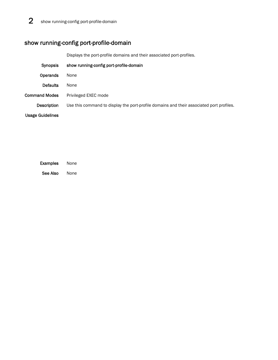 Show running-config port-profile-domain, How running-config port-profile-domain, sho | Brocade Network OS Command Reference v4.1.0 User Manual | Page 1144 / 1418