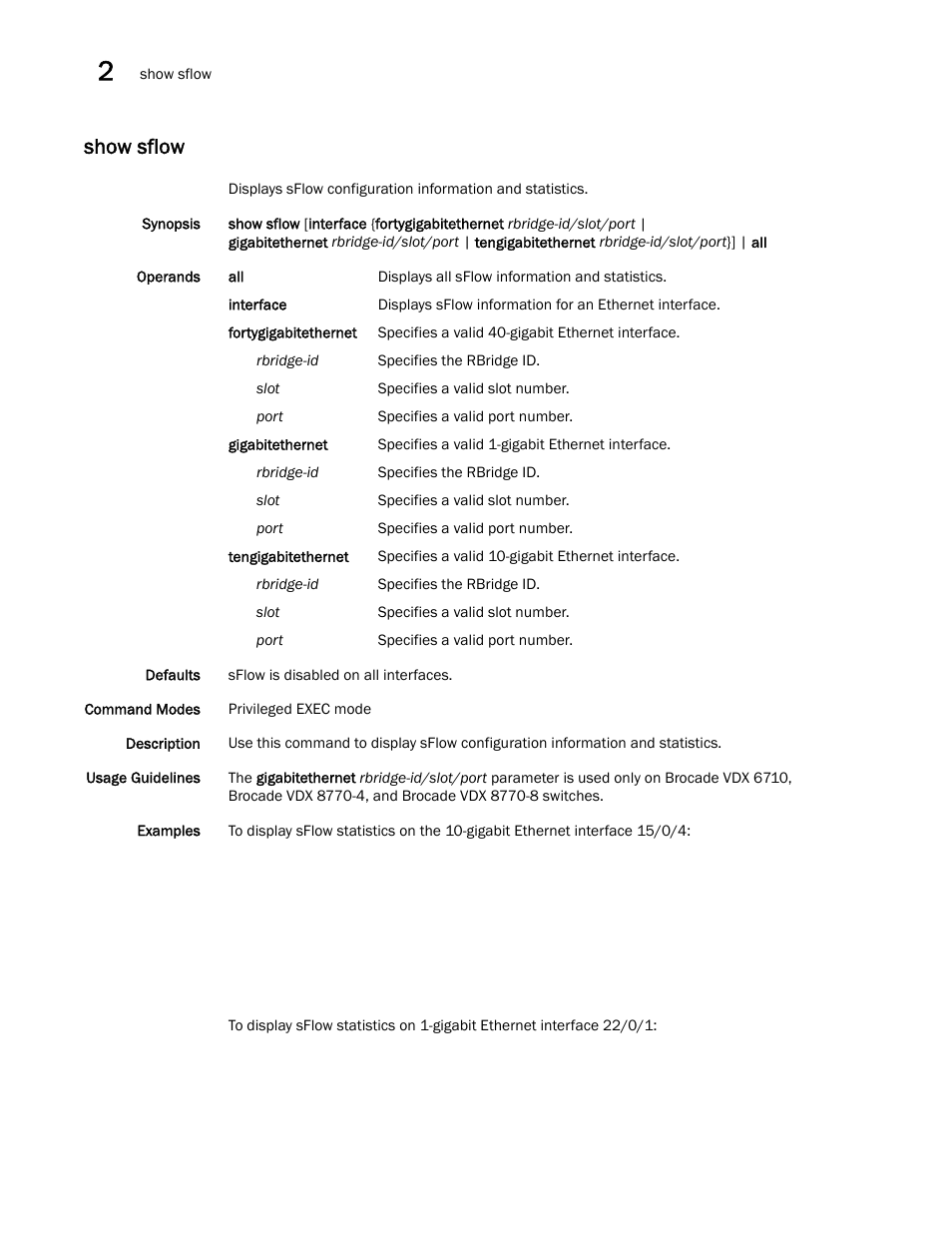 Show sflow | Brocade Network OS Command Reference v4.1.0 User Manual | Page 1194 / 1418