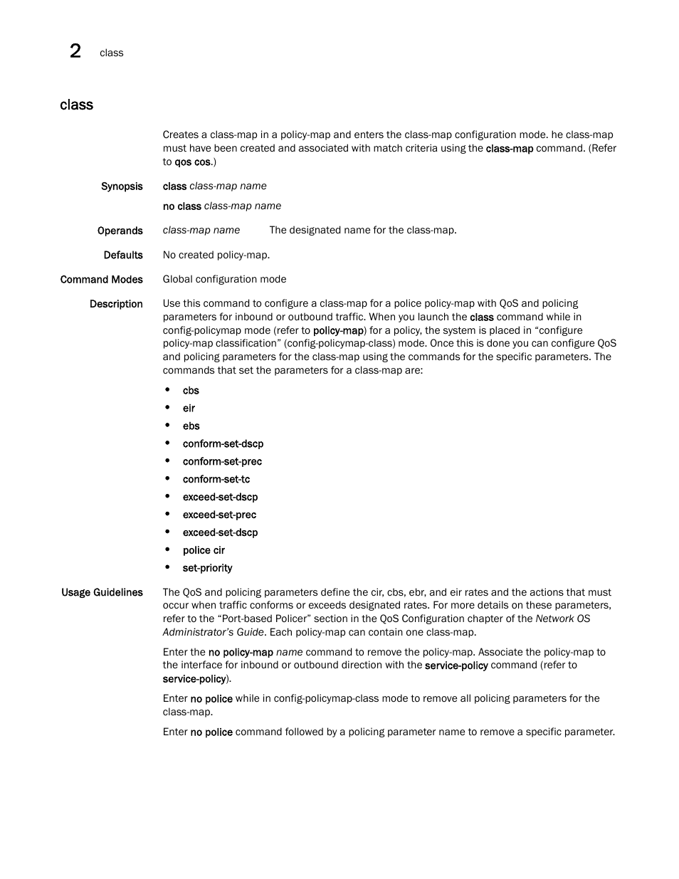 Class | Brocade Network OS Command Reference v4.1.0 User Manual | Page 120 / 1418