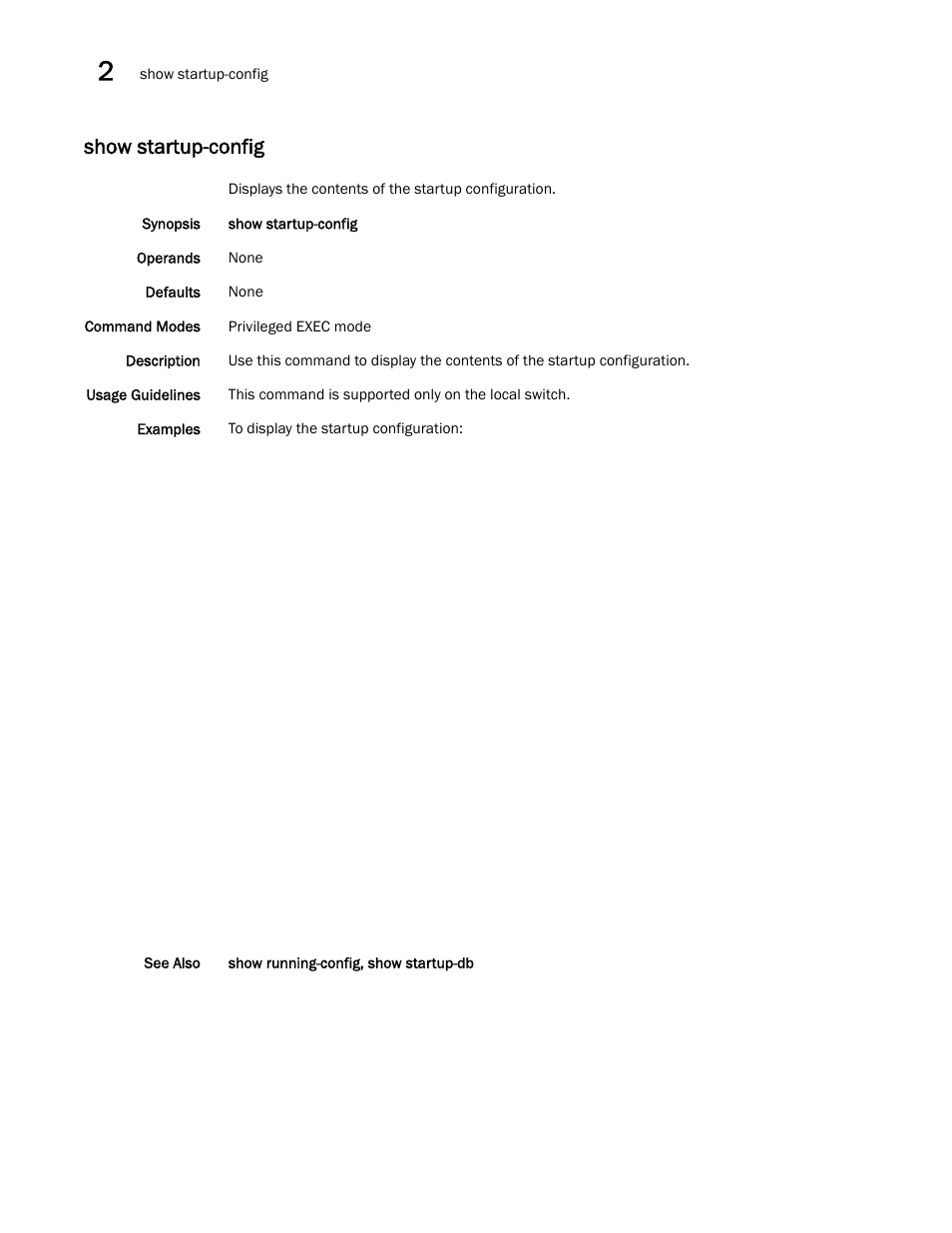 Show startup-config, How startup-config | Brocade Network OS Command Reference v4.1.0 User Manual | Page 1218 / 1418