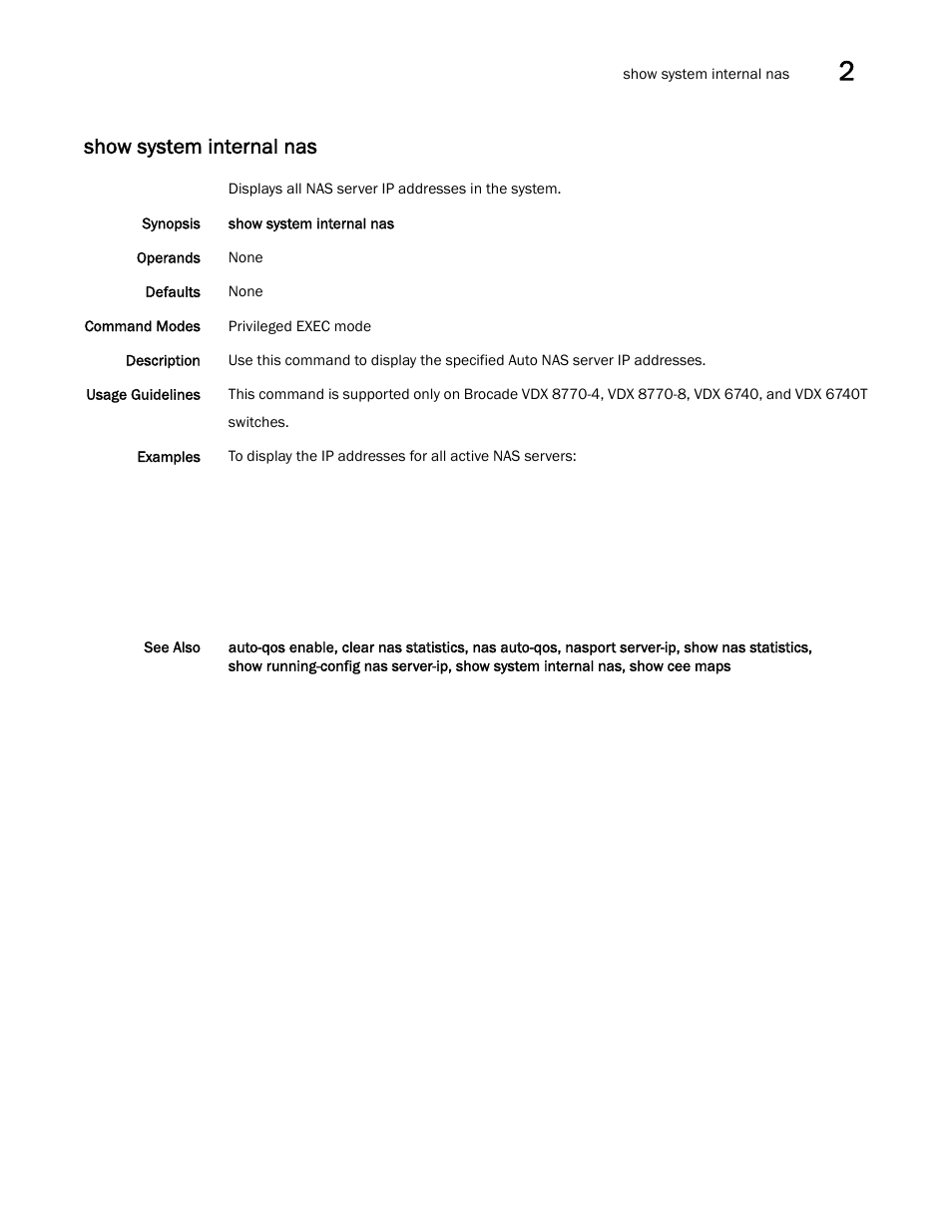 Show system internal nas, Show system internal nas, sho | Brocade Network OS Command Reference v4.1.0 User Manual | Page 1227 / 1418