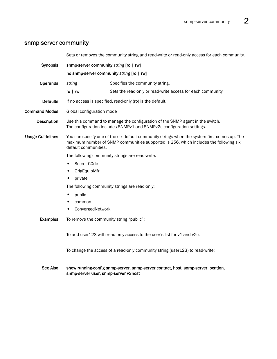 Snmp-server community, Snmp-server community, snm | Brocade Network OS Command Reference v4.1.0 User Manual | Page 1261 / 1418