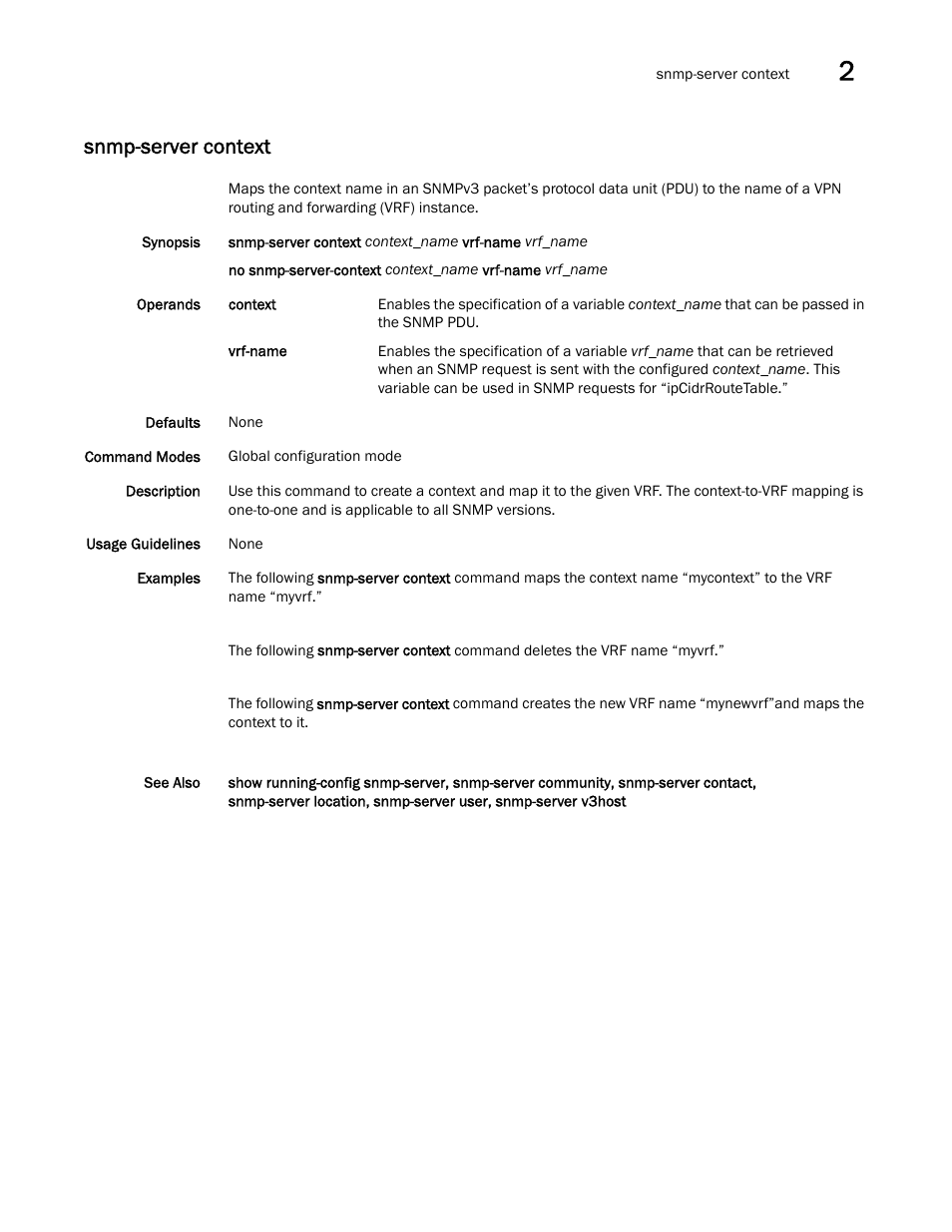 Snmp-server context, Ver context,s, P-server context,sn | Brocade Network OS Command Reference v4.1.0 User Manual | Page 1263 / 1418