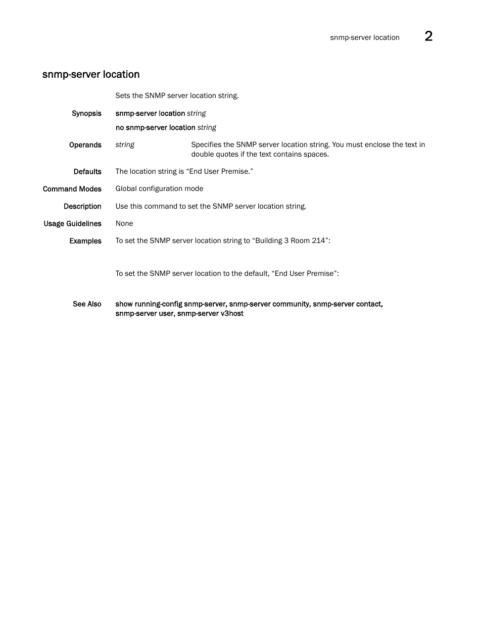 Snmp-server location, Nmp-server location, Mp-server location, snm | Ver location, Snmp-server location, snmp-ser, Snmp-server location, sn, Ver location, snm | Brocade Network OS Command Reference v4.1.0 User Manual | Page 1267 / 1418