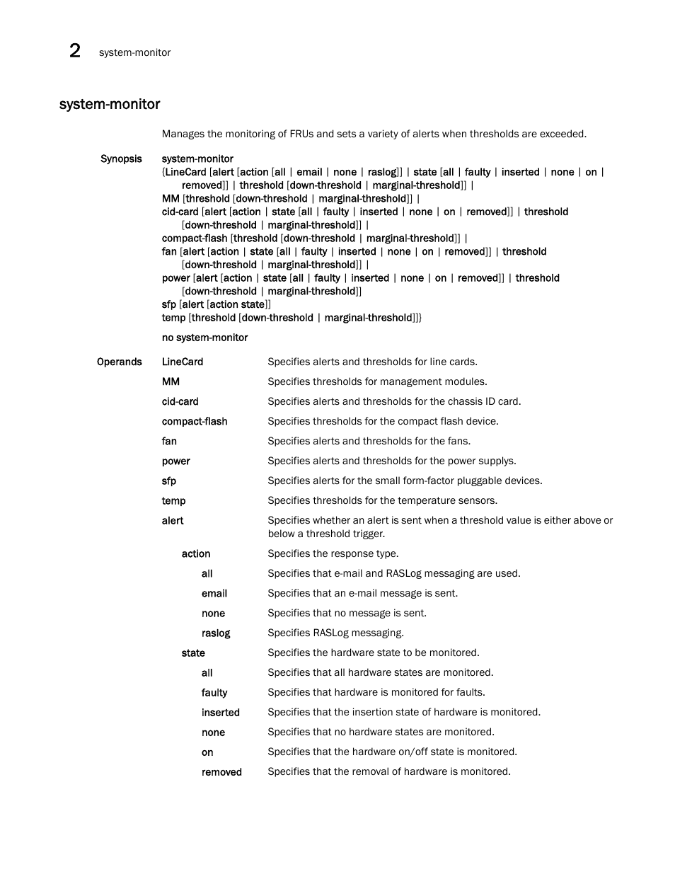 System-monitor | Brocade Network OS Command Reference v4.1.0 User Manual | Page 1334 / 1418