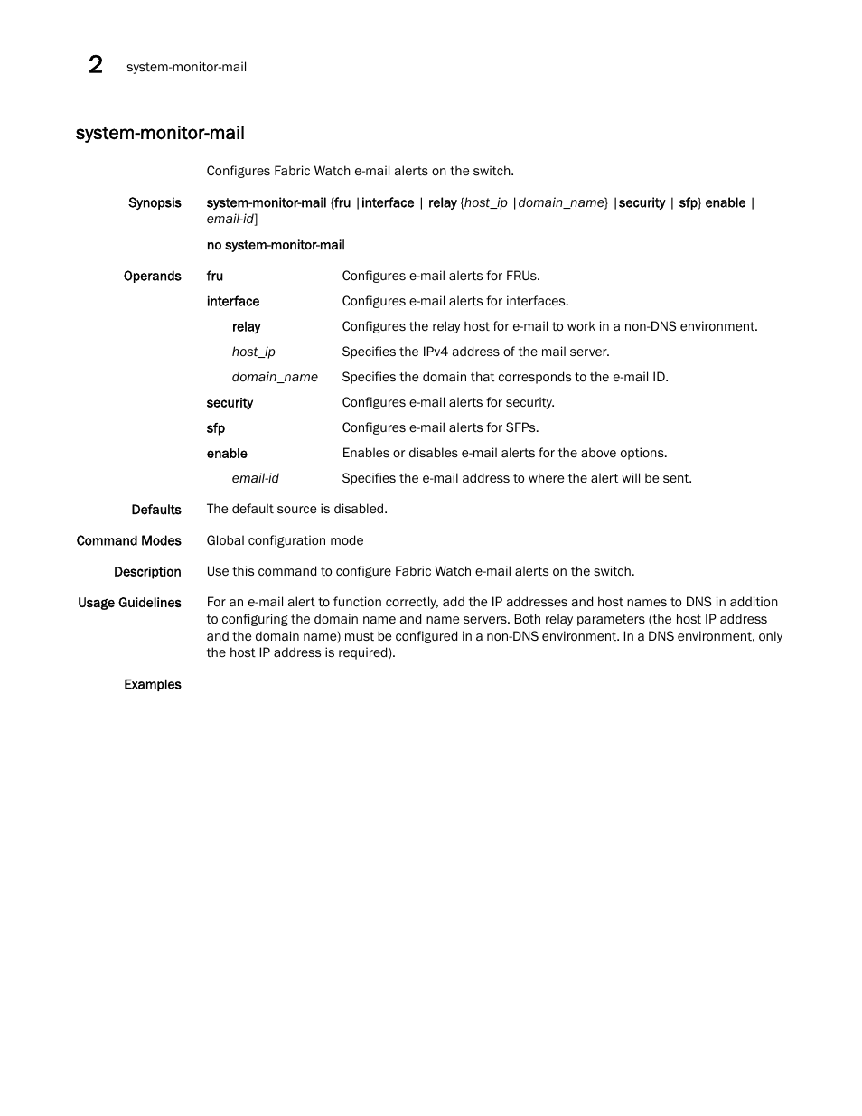 System-monitor-mail | Brocade Network OS Command Reference v4.1.0 User Manual | Page 1336 / 1418