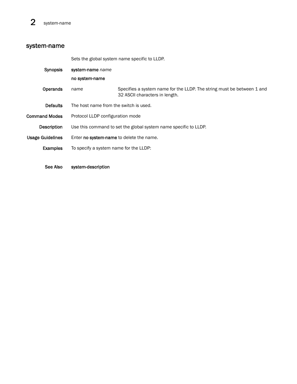 System-name | Brocade Network OS Command Reference v4.1.0 User Manual | Page 1338 / 1418