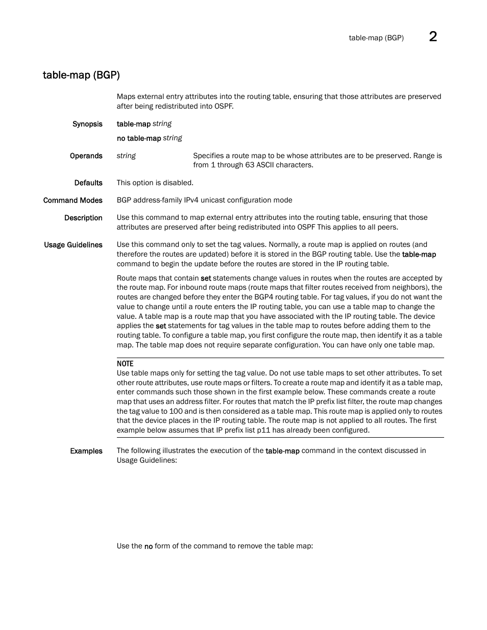 Table-map (bgp) | Brocade Network OS Command Reference v4.1.0 User Manual | Page 1339 / 1418