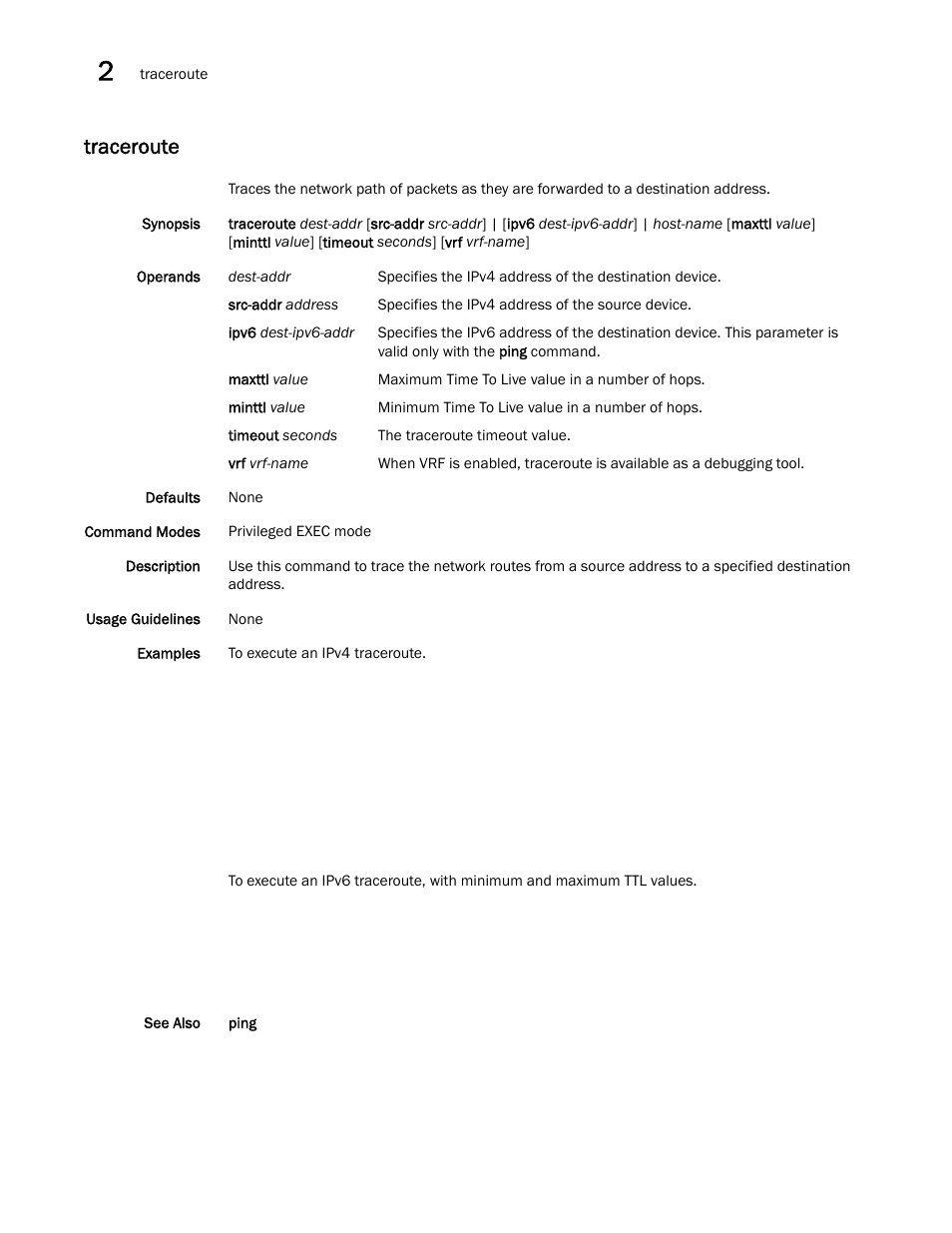 Traceroute | Brocade Network OS Command Reference v4.1.0 User Manual | Page 1362 / 1418