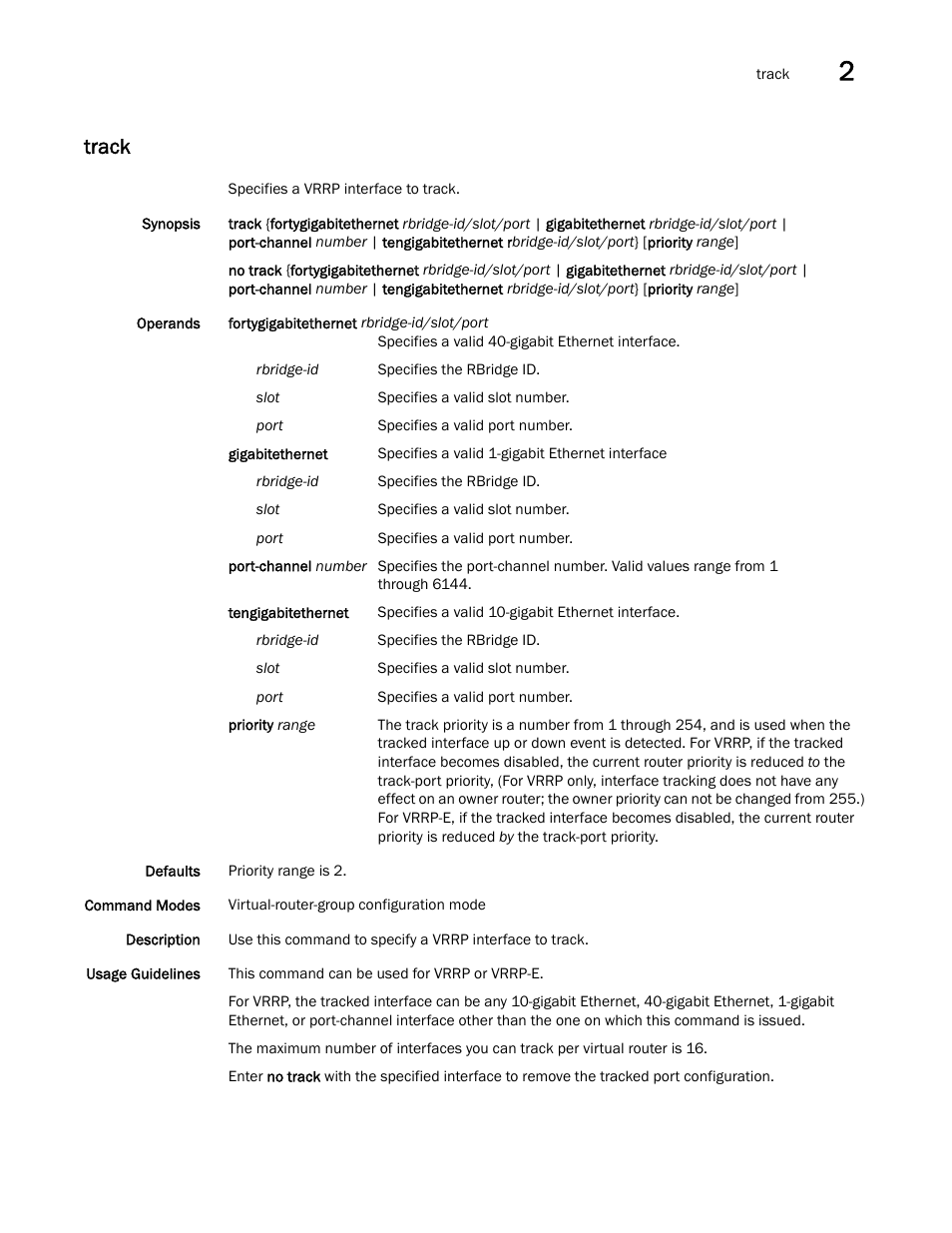 Track | Brocade Network OS Command Reference v4.1.0 User Manual | Page 1363 / 1418