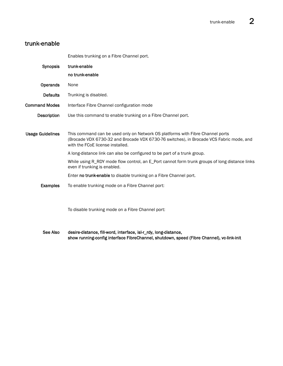 Trunk-enable, Nk-enable, v, Enable, v | Nk-enable, Trunk-enable, v | Brocade Network OS Command Reference v4.1.0 User Manual | Page 1367 / 1418