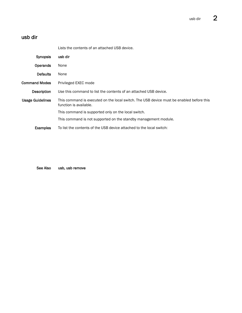 Usb dir | Brocade Network OS Command Reference v4.1.0 User Manual | Page 1373 / 1418