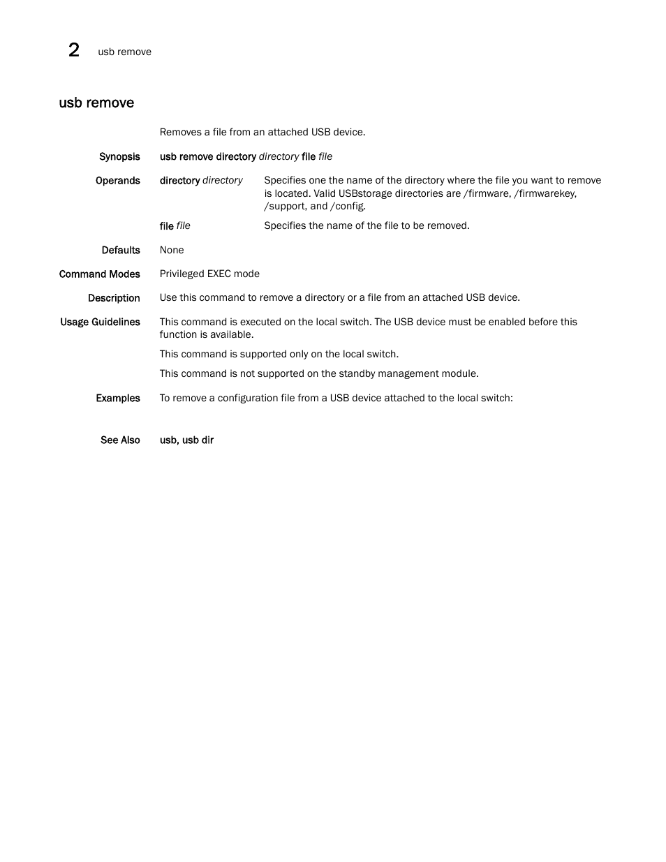 Usb remove | Brocade Network OS Command Reference v4.1.0 User Manual | Page 1374 / 1418