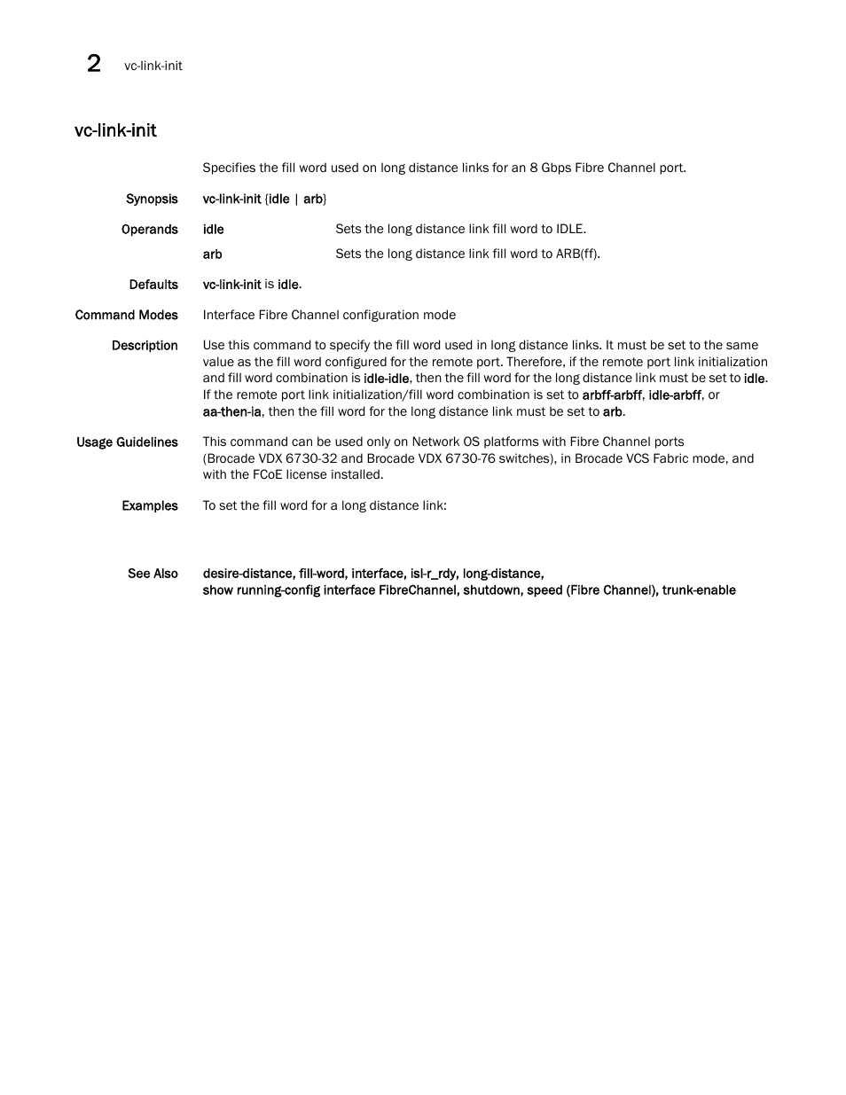 Vc-link-init, C-link-init | Brocade Network OS Command Reference v4.1.0 User Manual | Page 1380 / 1418