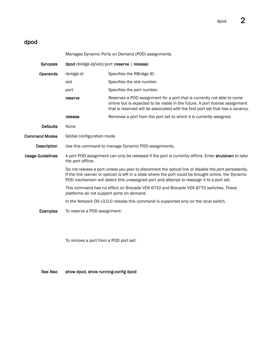 Dpod | Brocade Network OS Command Reference v4.1.0 User Manual | Page 285 / 1418