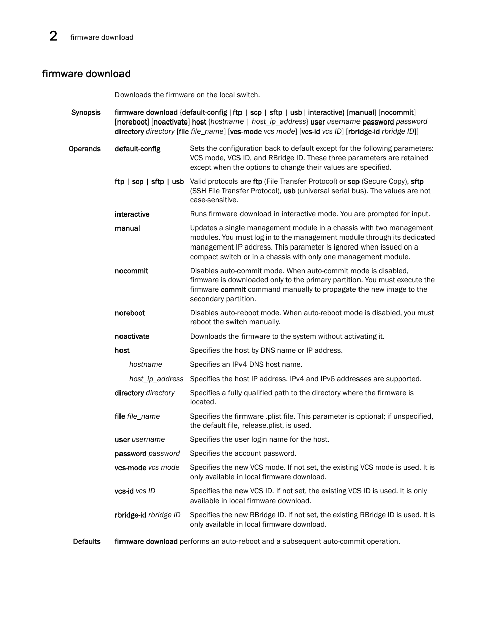 Firmware download | Brocade Network OS Command Reference v4.1.0 User Manual | Page 330 / 1418