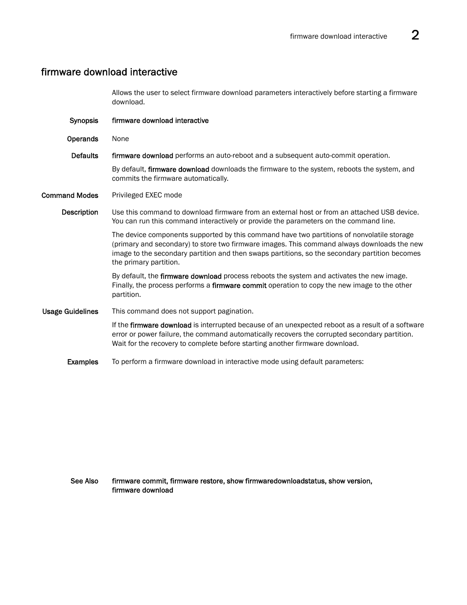 Firmware download interactive | Brocade Network OS Command Reference v4.1.0 User Manual | Page 335 / 1418