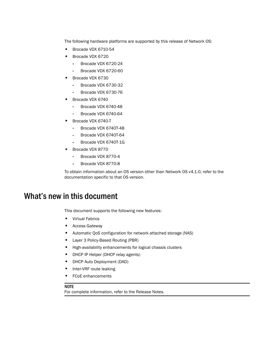 What’s new in this document | Brocade Network OS Command Reference v4.1.0 User Manual | Page 34 / 1418