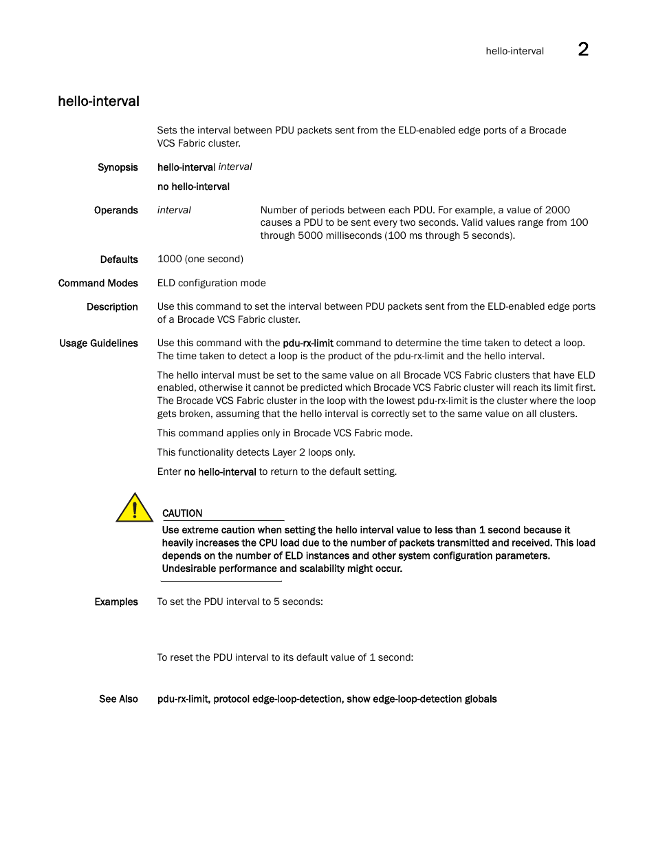 Hello-interval, Ello-interval, pdu-r, Lo-interval | Brocade Network OS Command Reference v4.1.0 User Manual | Page 359 / 1418