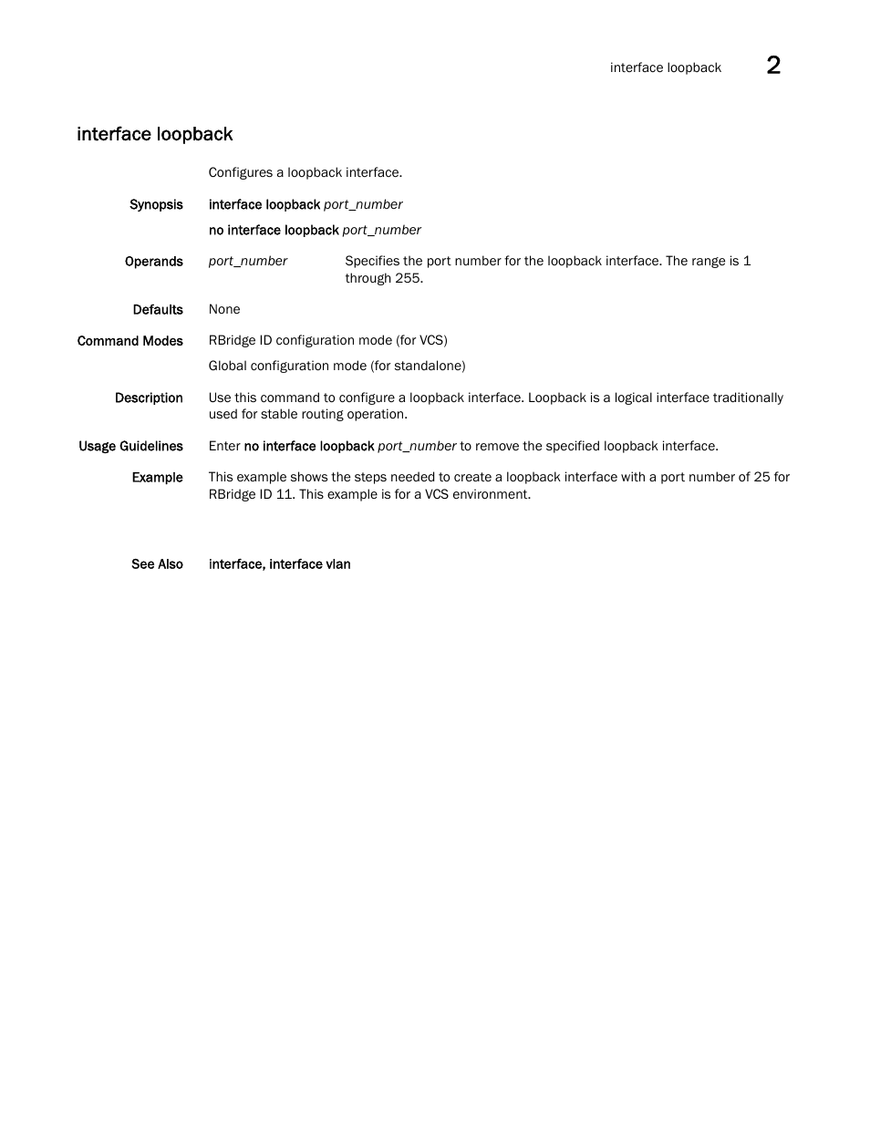 Interface loopback | Brocade Network OS Command Reference v4.1.0 User Manual | Page 371 / 1418