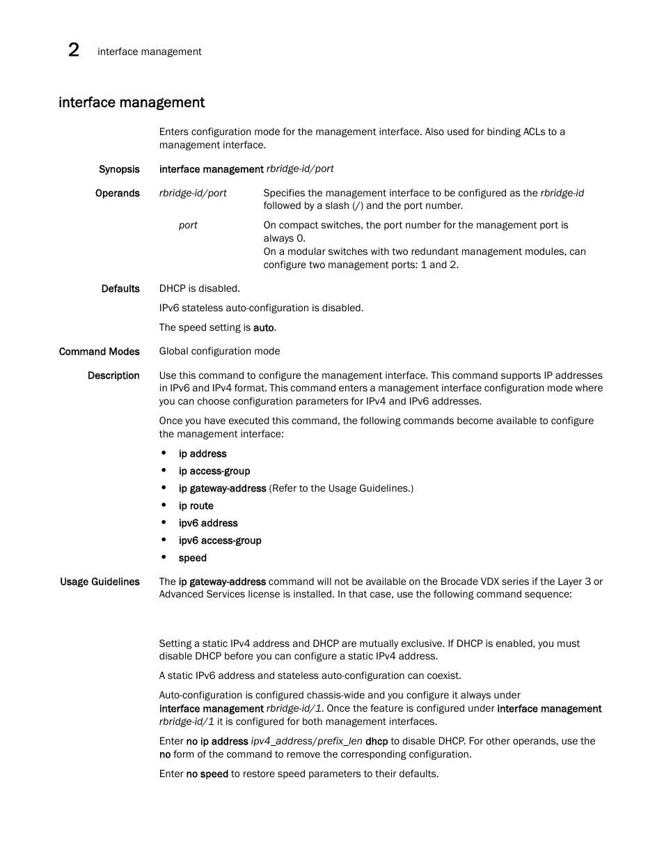 Interface management | Brocade Network OS Command Reference v4.1.0 User Manual | Page 372 / 1418