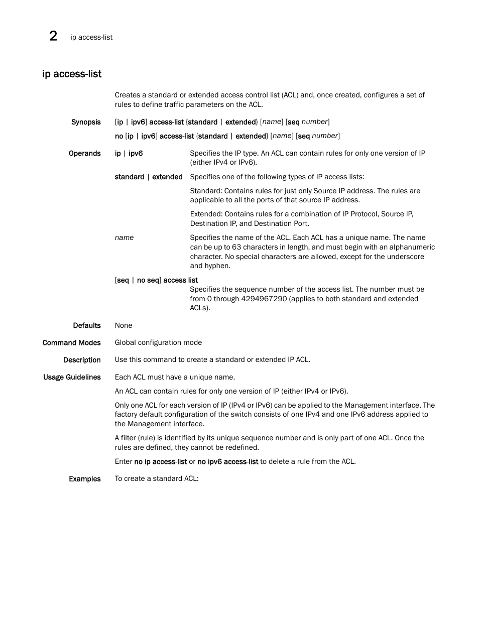 Ip access-list, Access-list | Brocade Network OS Command Reference v4.1.0 User Manual | Page 378 / 1418