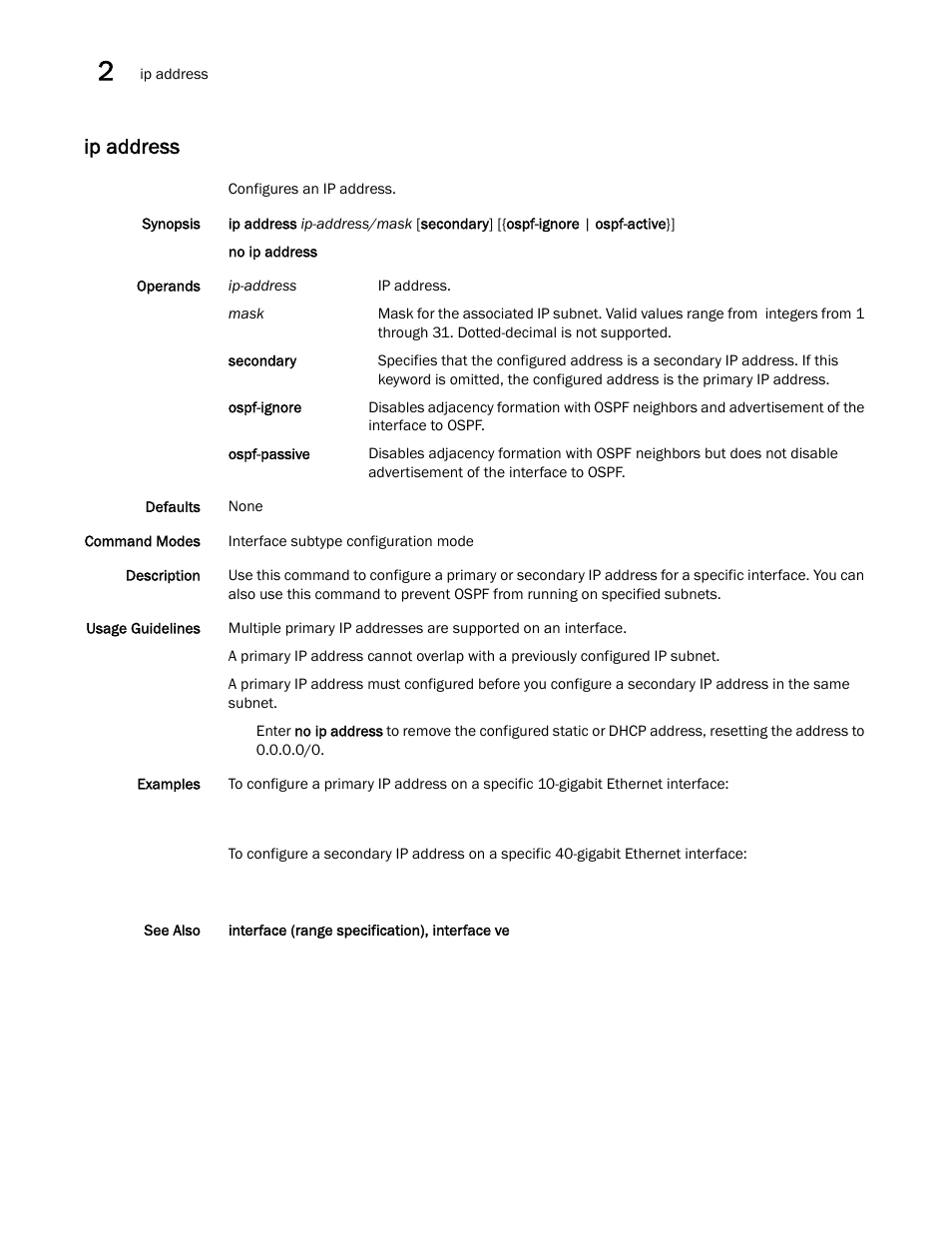 Ip address | Brocade Network OS Command Reference v4.1.0 User Manual | Page 380 / 1418