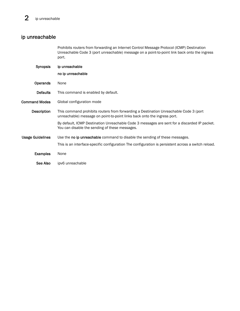 Ip unreachable | Brocade Network OS Command Reference v4.1.0 User Manual | Page 438 / 1418