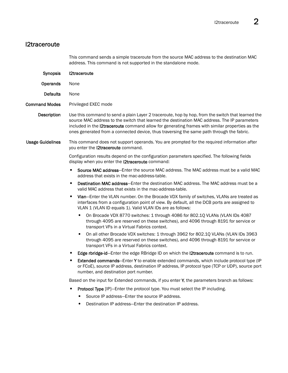 L2traceroute | Brocade Network OS Command Reference v4.1.0 User Manual | Page 447 / 1418