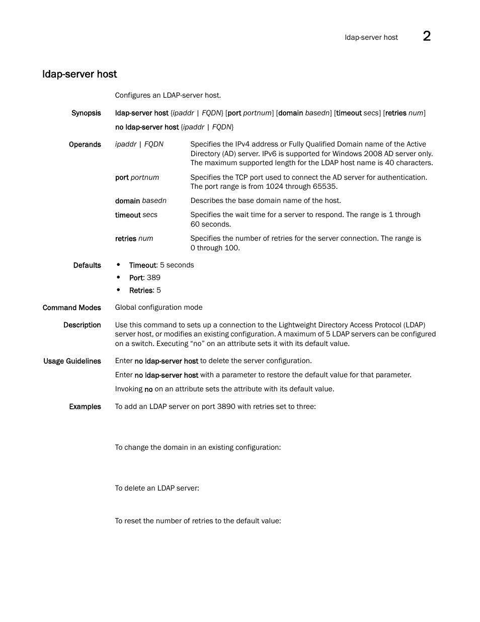 Ldap-server host, Ldap-server host, ldap-ser | Brocade Network OS Command Reference v4.1.0 User Manual | Page 453 / 1418