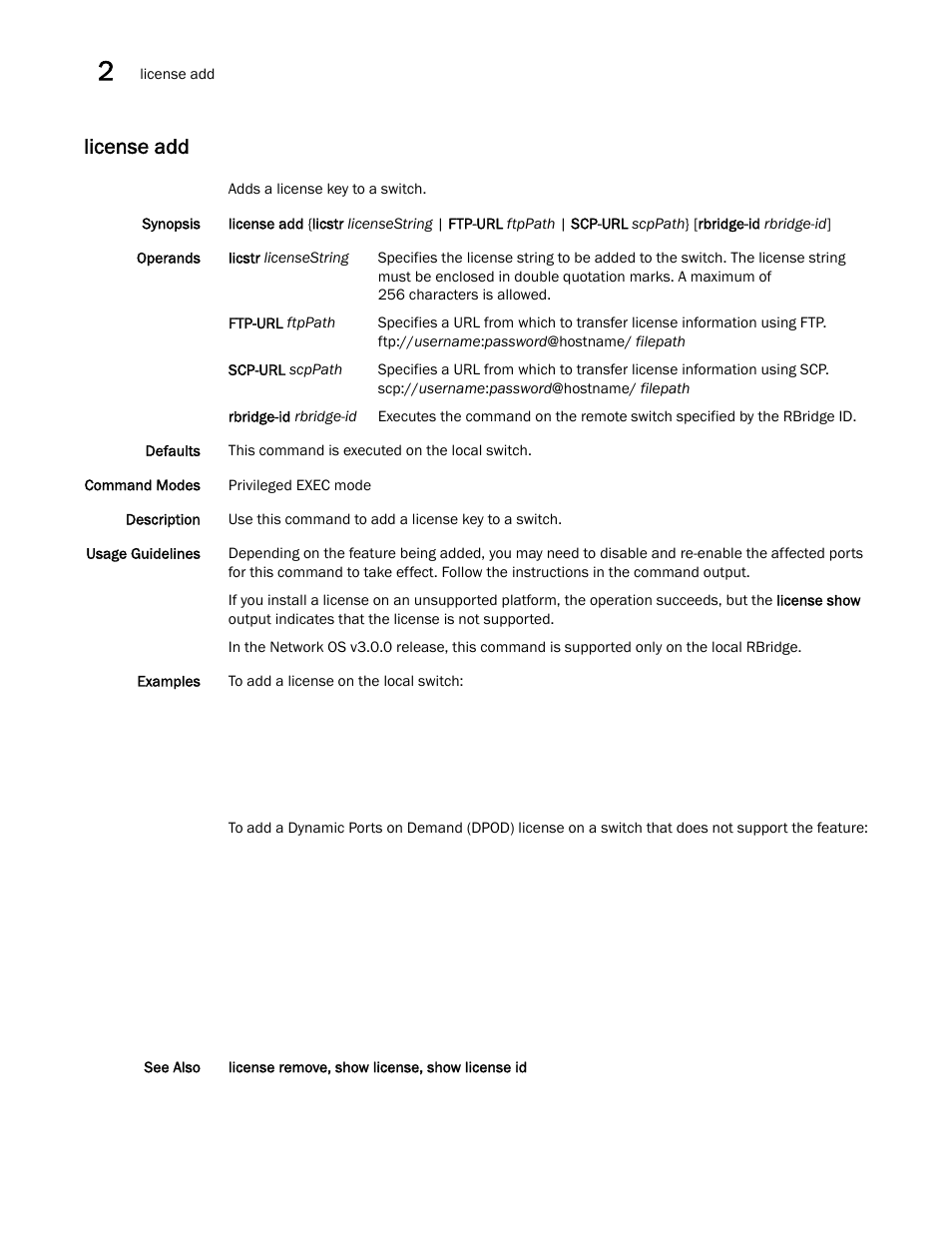 License add | Brocade Network OS Command Reference v4.1.0 User Manual | Page 456 / 1418