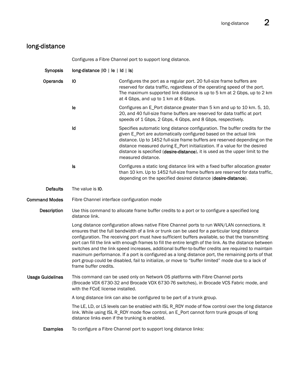 Long-distance, Long-distance, sho, Distance, sho | Istance, sho | Brocade Network OS Command Reference v4.1.0 User Manual | Page 473 / 1418