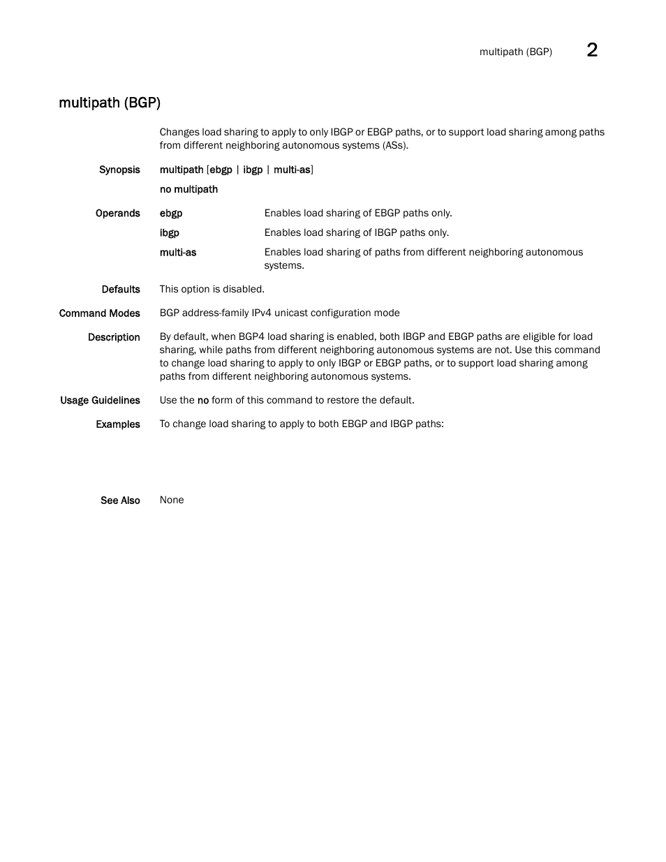 Multipath (bgp) | Brocade Network OS Command Reference v4.1.0 User Manual | Page 521 / 1418