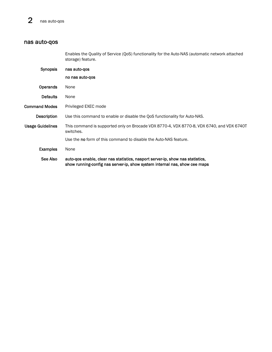 Nas auto-qos, Auto-qos, na | Brocade Network OS Command Reference v4.1.0 User Manual | Page 524 / 1418