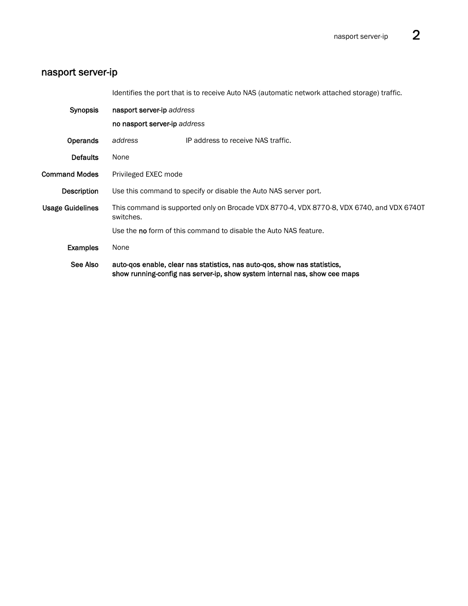 Nasport server-ip, Nasport server-ip, sho, Sport server-ip, sho | Cs, nasport server-ip, sh | Brocade Network OS Command Reference v4.1.0 User Manual | Page 525 / 1418