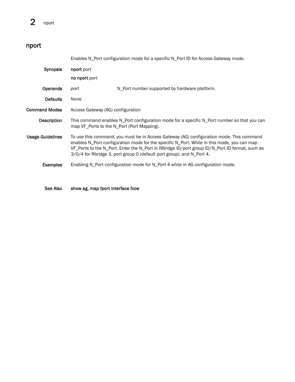 Nport | Brocade Network OS Command Reference v4.1.0 User Manual | Page 560 / 1418