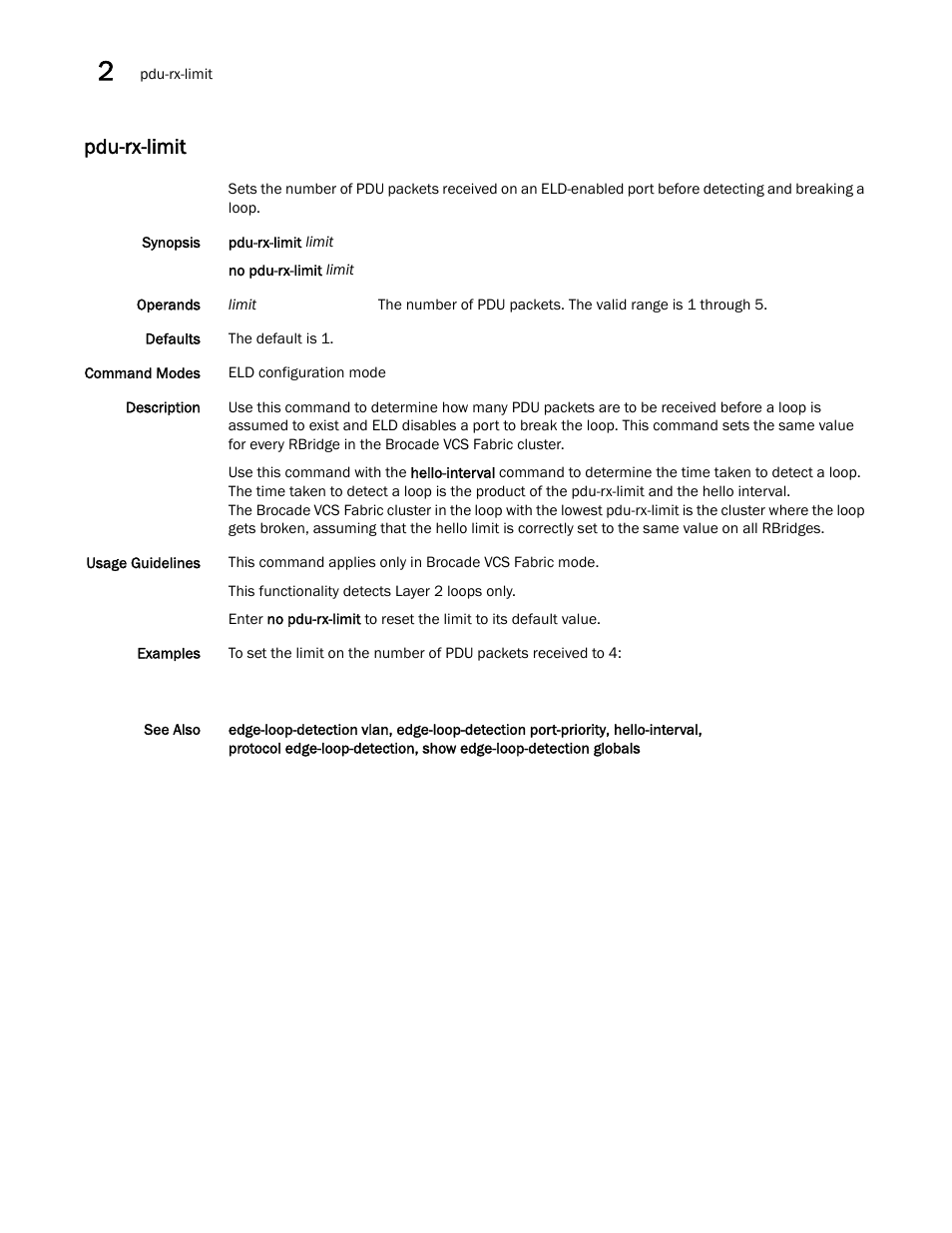 Pdu-rx-limit, X-limit, Pdu-rx-limit, pr | Brocade Network OS Command Reference v4.1.0 User Manual | Page 570 / 1418