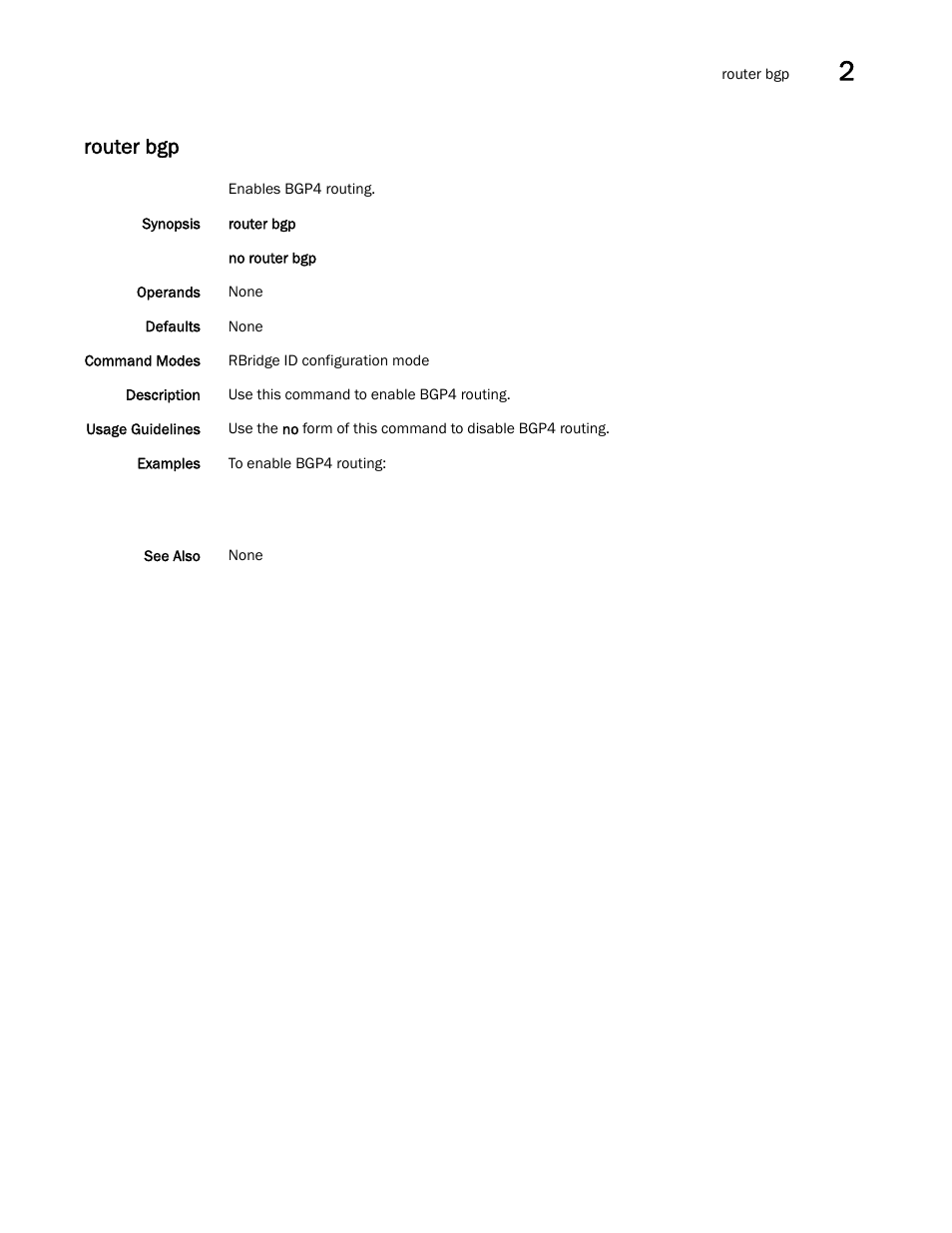 Router bgp | Brocade Network OS Command Reference v4.1.0 User Manual | Page 671 / 1418