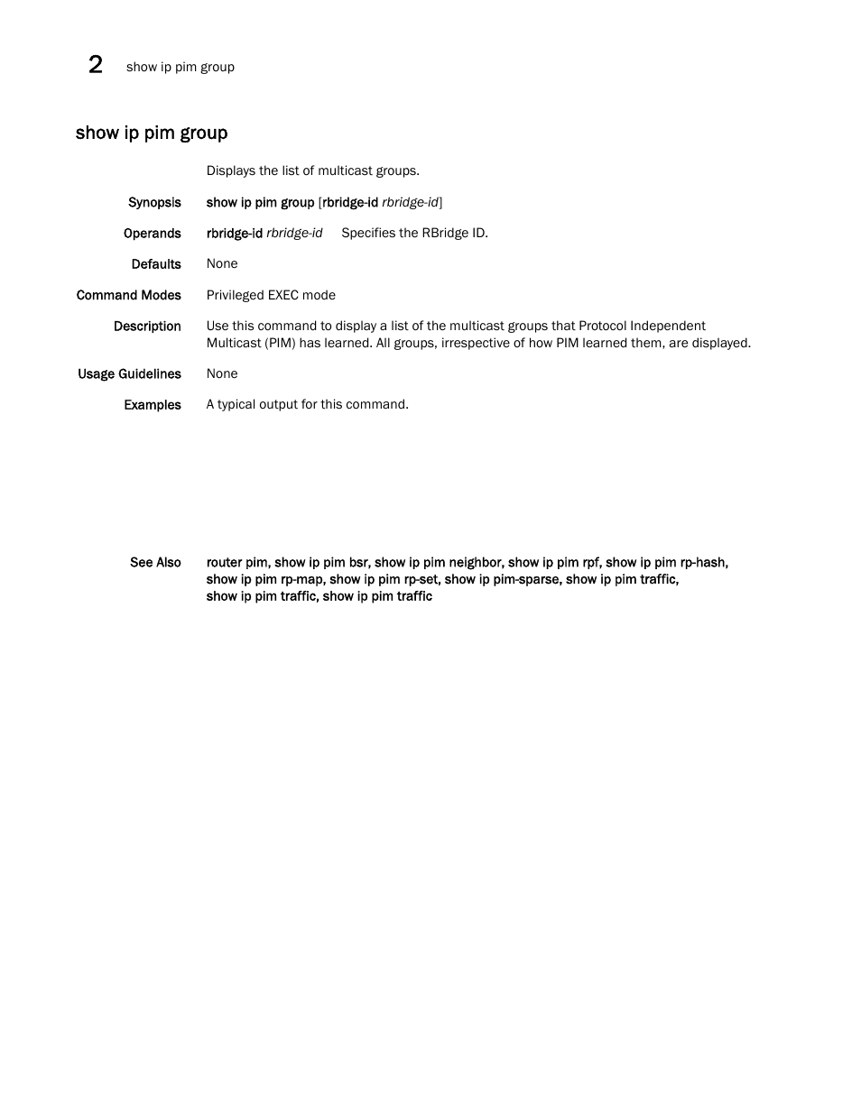 Show ip pim group, Show ip pim group, sho | Brocade Network OS Command Reference v4.1.0 User Manual | Page 928 / 1418