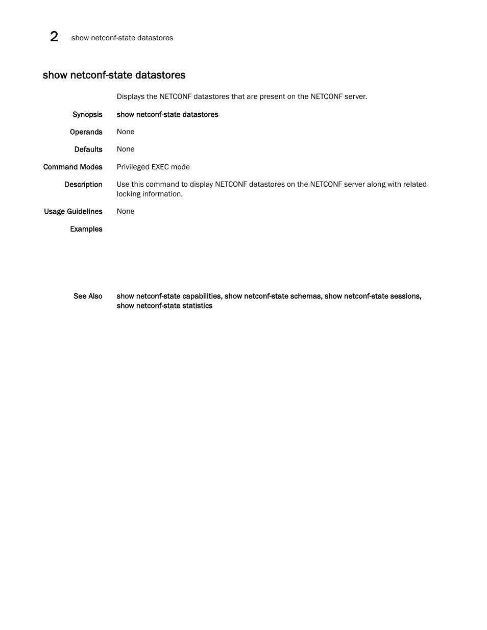 Show netconf-state datastores, Ow netconf-state datastores, sho | Brocade Network OS Command Reference v4.1.0 User Manual | Page 976 / 1418