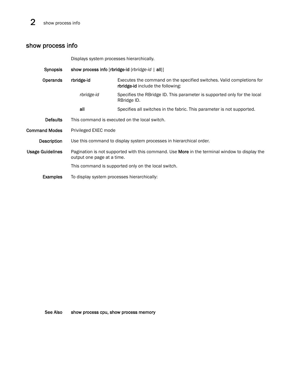 Show process info | Brocade Network OS Command Reference v4.1.0 User Manual | Page 998 / 1418