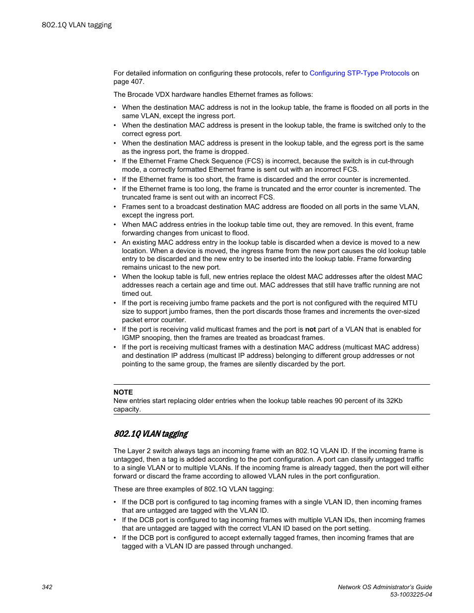 1q vlan tagging | Brocade Network OS Administrator’s Guide v4.1.1 User Manual | Page 342 / 748