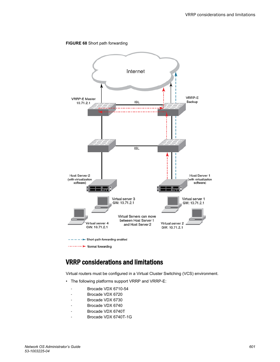 Vrrp considerations and limitations | Brocade Network OS Administrator’s Guide v4.1.1 User Manual | Page 601 / 748